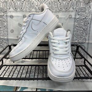 Nike Force 1 LE Low Triple White Leather Kids Size 13C